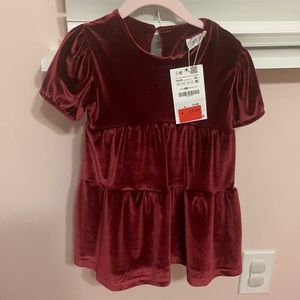 Zara red velvet dress